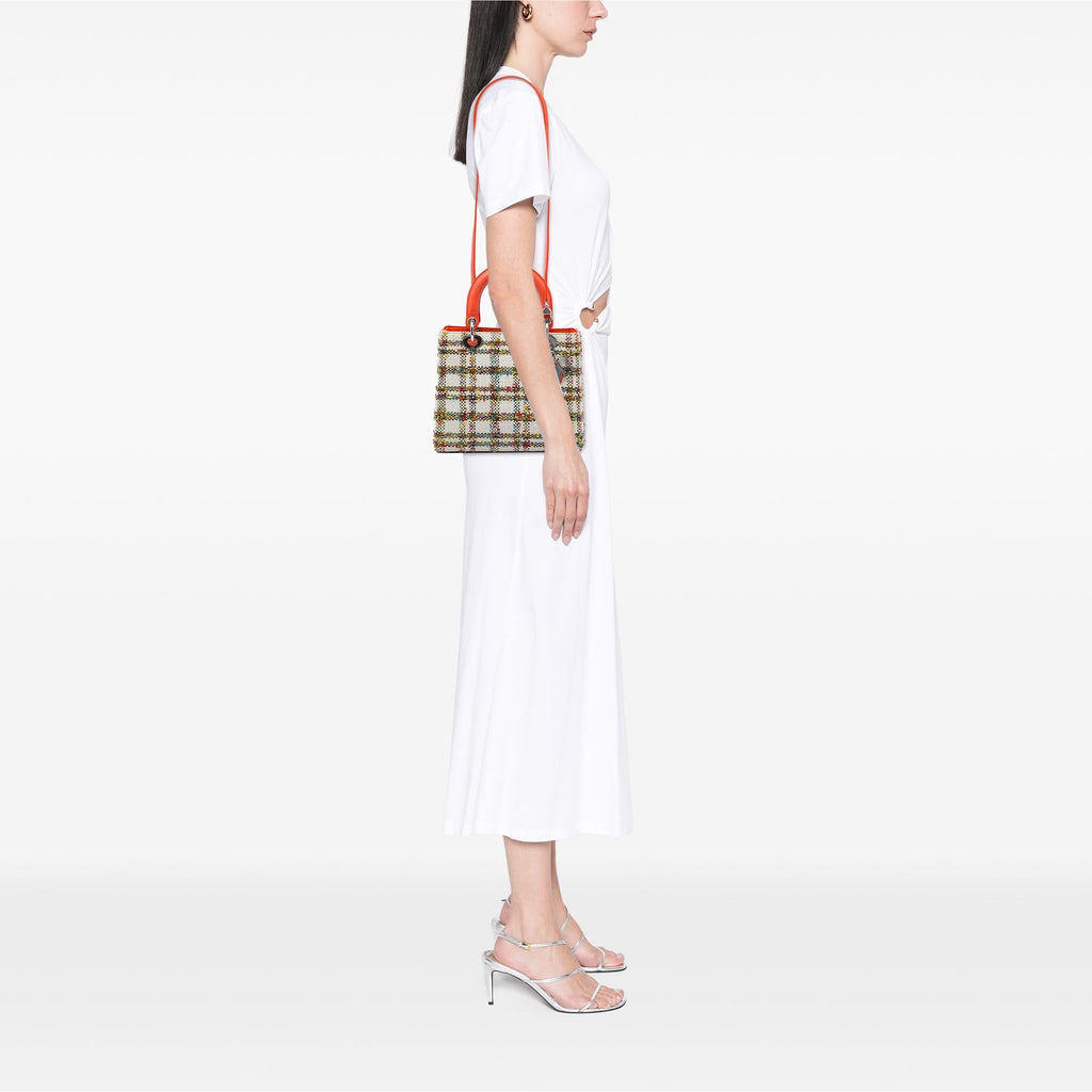 Dior Medium Tweed Lady Dior Satchel - Orange/White