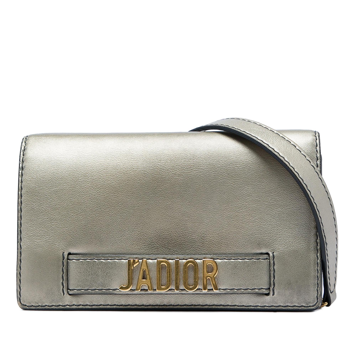 Dior Metallic Calfskin JAdior Clutch with Chain - Silver