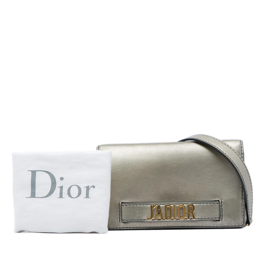 Dior Metallic Calfskin JAdior Clutch with Chain - Silver