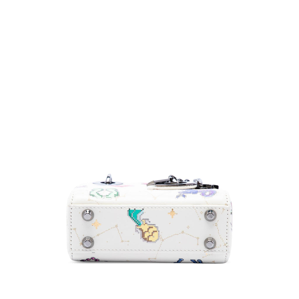Dior Micro Calfskin Pixel Zodiac Lady Dior Satchel - White