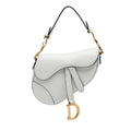 Dior Mini Grained Calfskin Saddle Bag - White