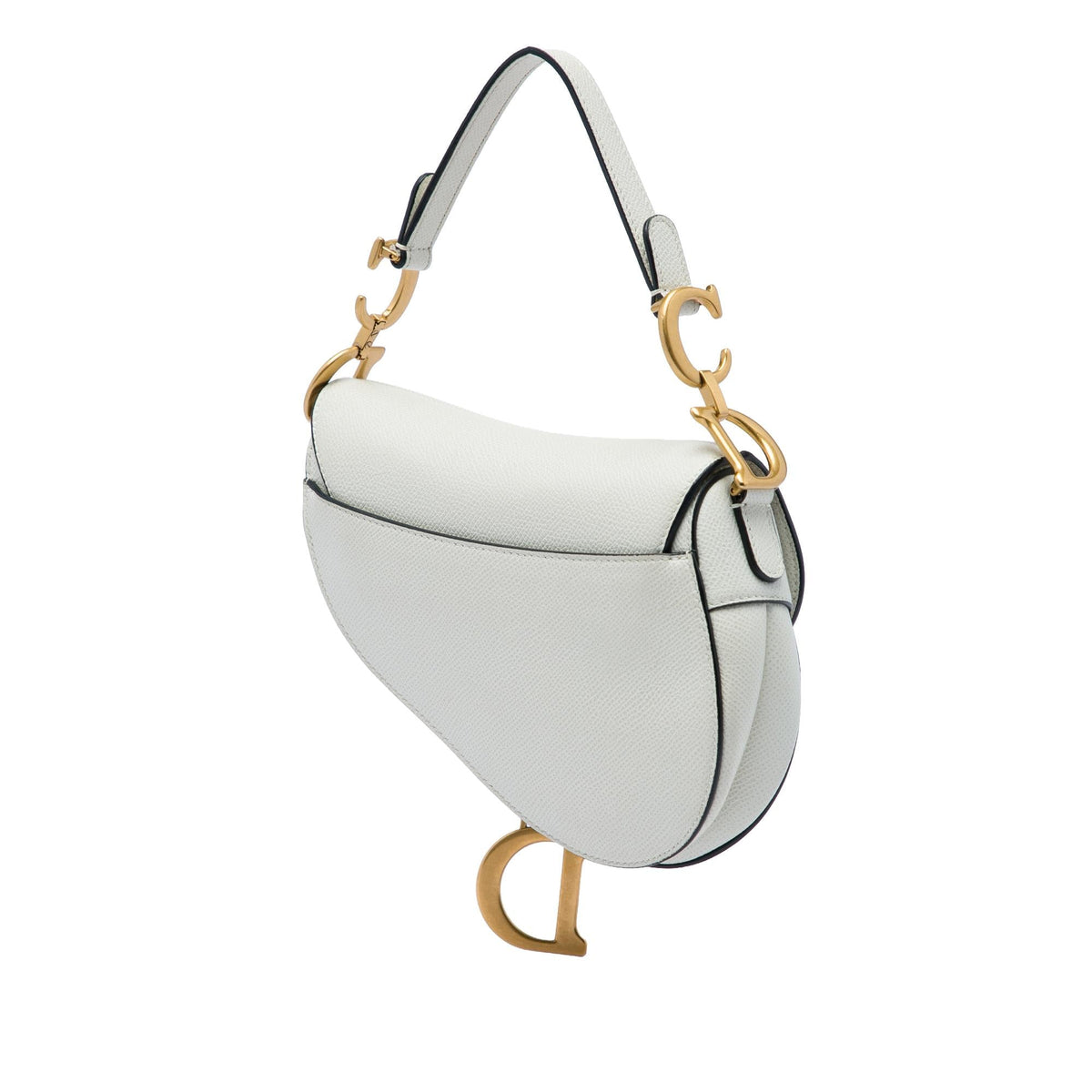 Dior Mini Grained Calfskin Saddle Bag - White