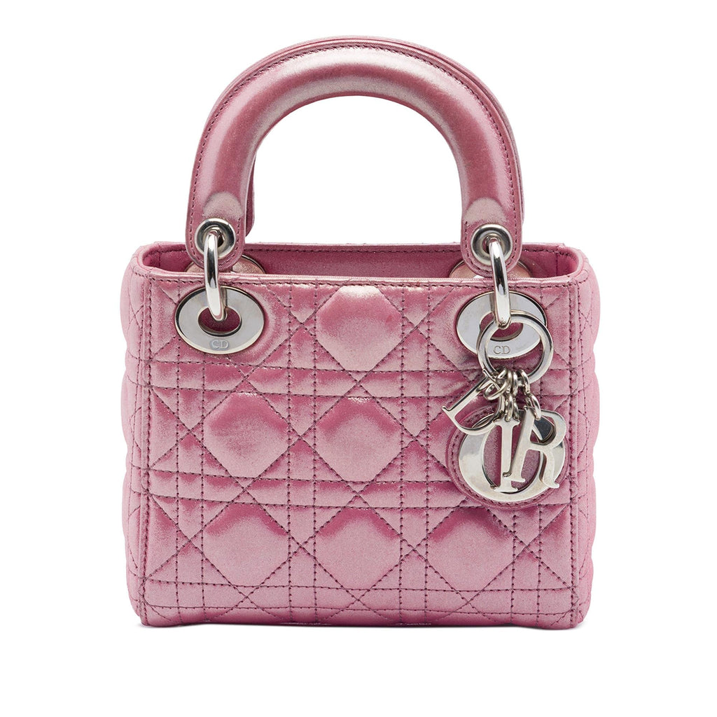 Dior Mini Iridescent Lambskin Cannage Lady Dior Satchel - Pink
