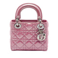 Dior Mini Iridescent Lambskin Cannage Lady Dior Satchel - Pink
