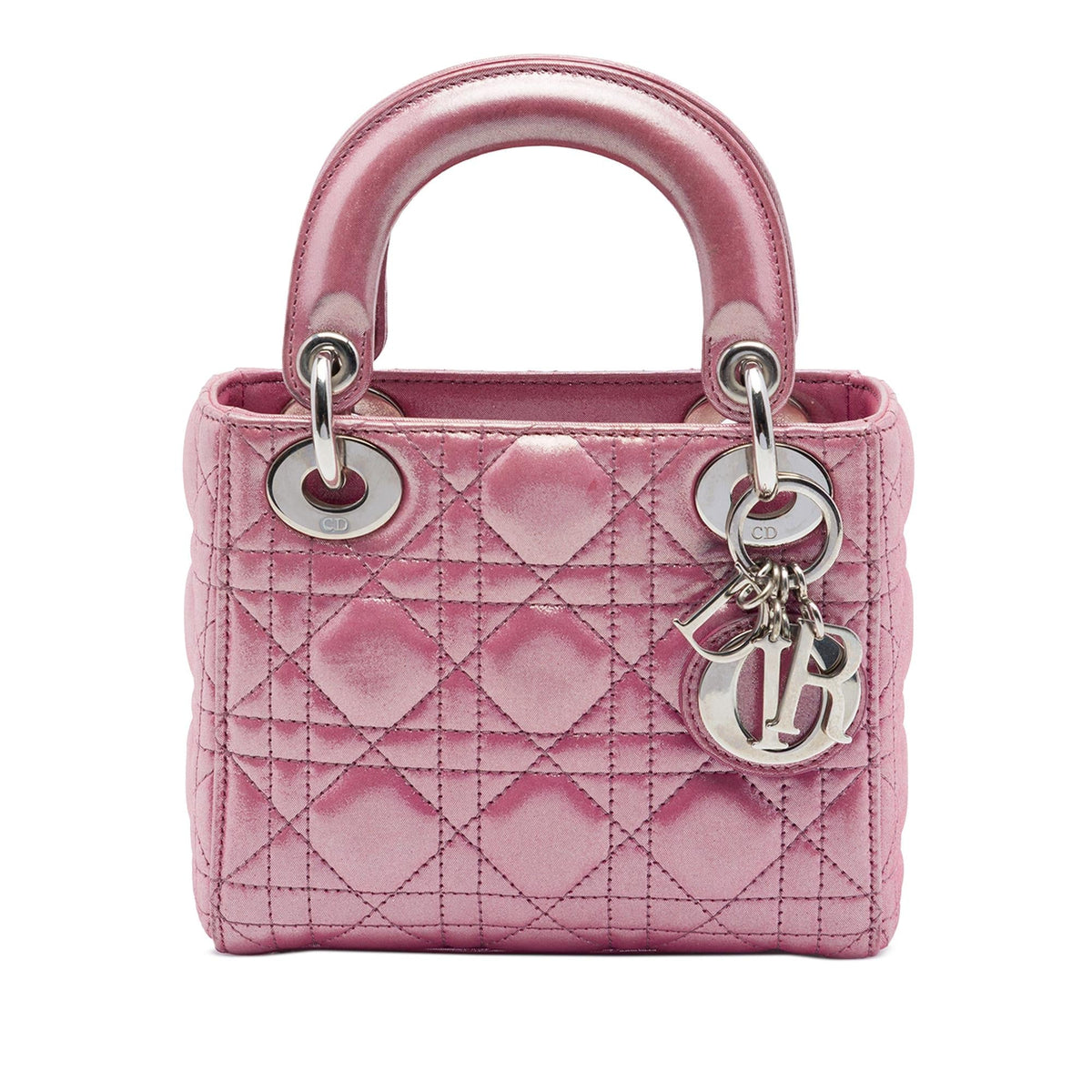 Dior Mini Iridescent Lambskin Cannage Lady Dior Satchel - Pink