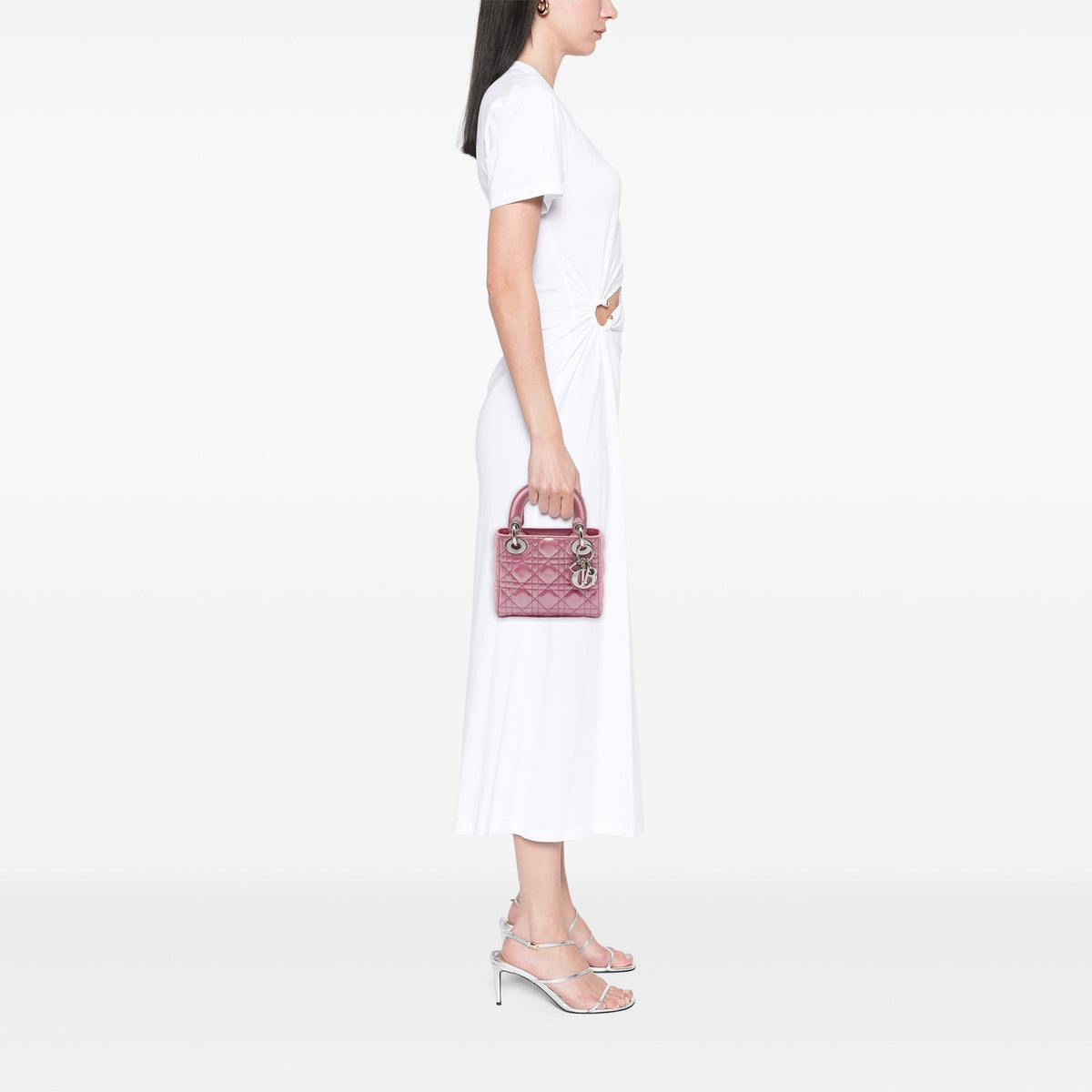 Dior Mini Iridescent Lambskin Cannage Lady Dior Satchel - Pink