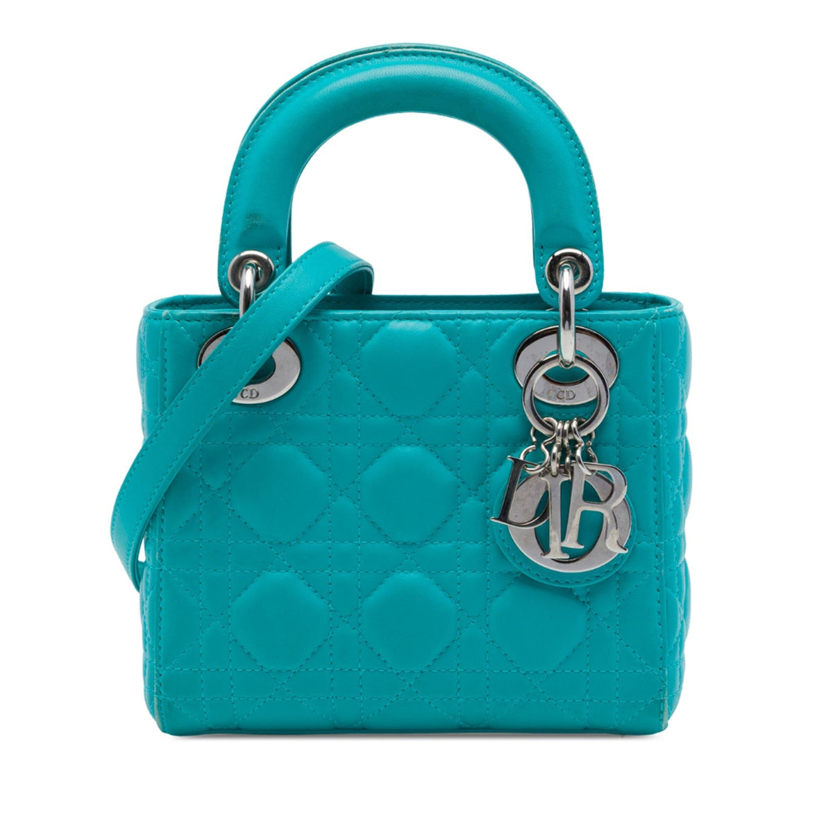 Dior Mini Lambskin Cannage Lady Dior Satchel - Blue