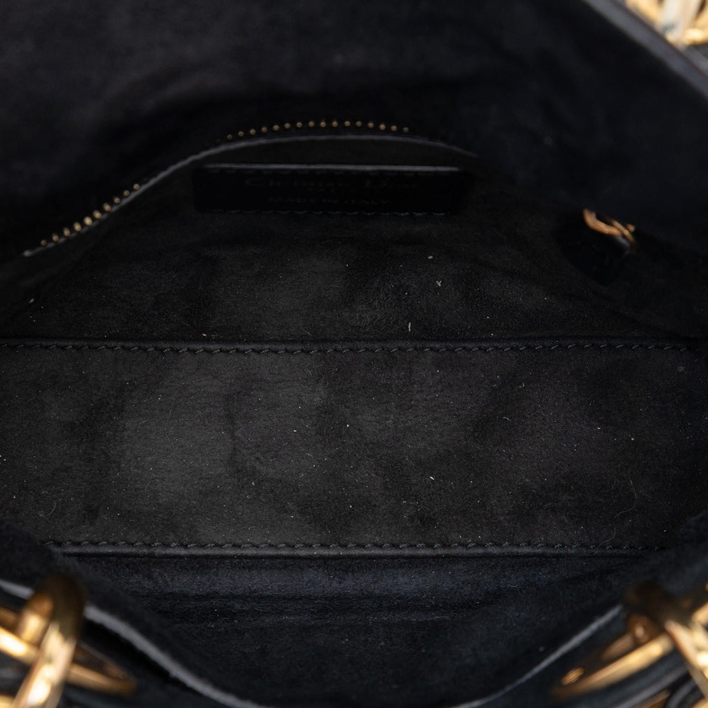 Dior Mini Lambskin Cannage Studded Supple Lady Dior Satchel - Black