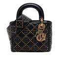 Dior Mini Lambskin Cannage Studded Supple Lady Dior Satchel - Black