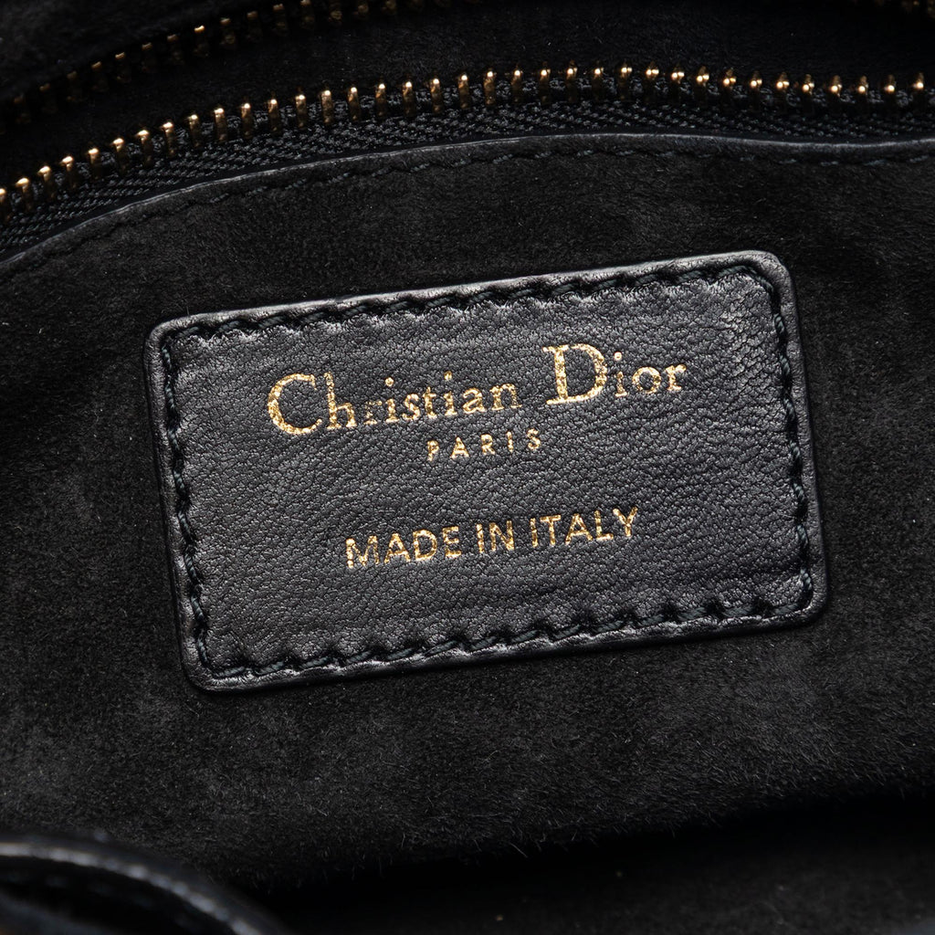Dior Mini Lambskin Cannage Studded Supple Lady Dior Satchel - Black