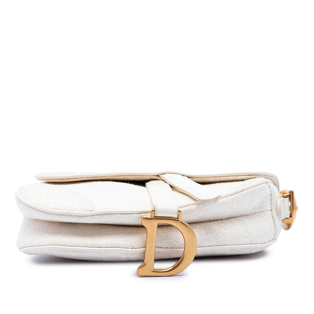 Dior Mini Oblique Embroidered Canvas Saddle Bag - White