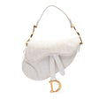 Dior Mini Oblique Embroidered Canvas Saddle Bag - White