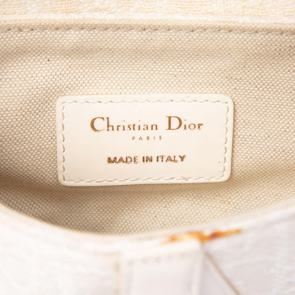 Dior Mini Oblique Embroidered Canvas Saddle Bag - White