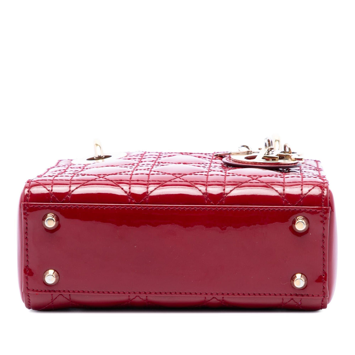 Dior Mini Patent Cannage Lady Dior Satchel - Red