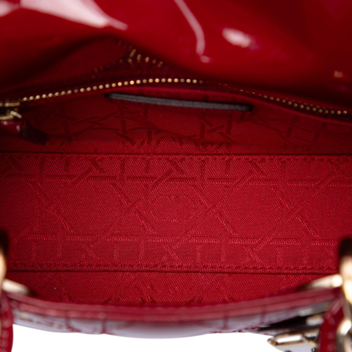 Dior Mini Patent Cannage Lady Dior Satchel - Red