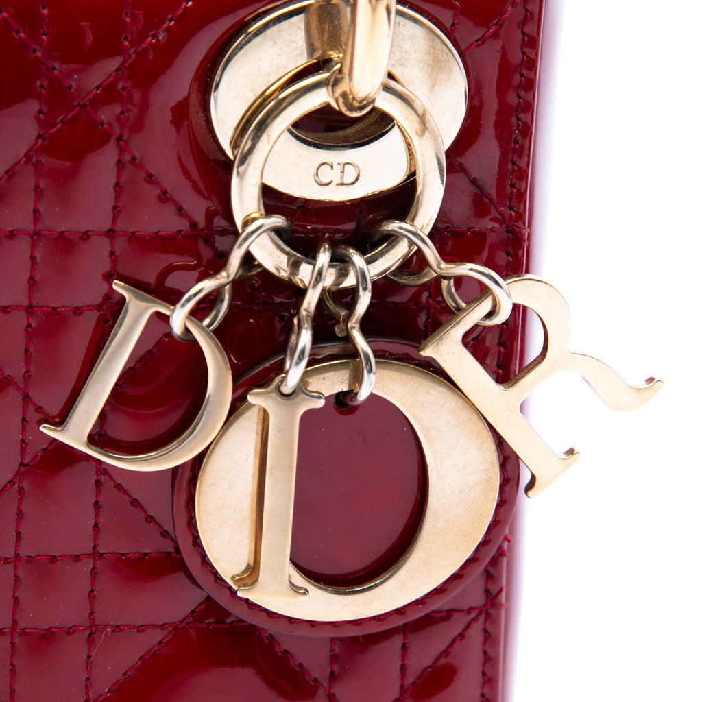 Dior Mini Patent Cannage Lady Dior Satchel - Red