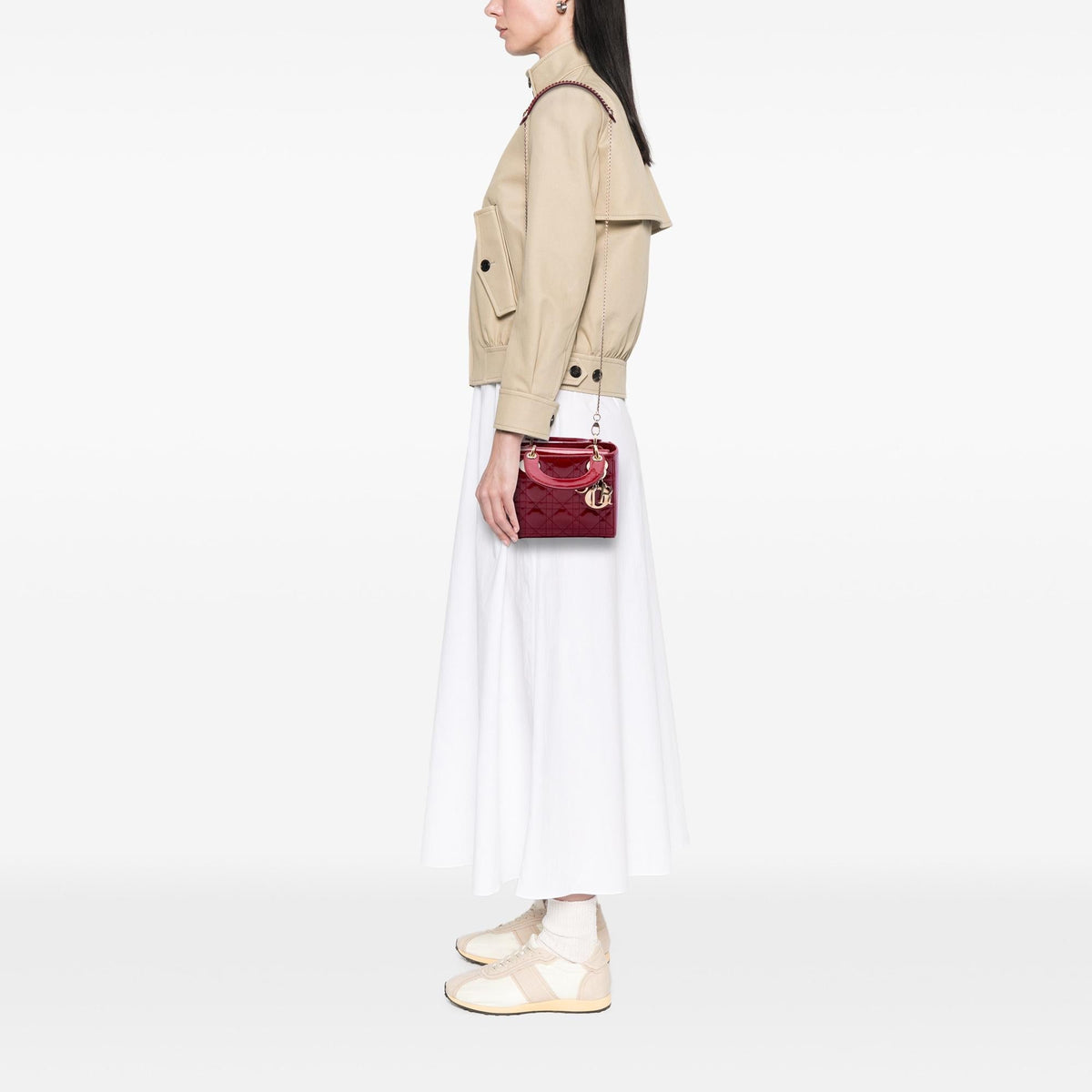Dior Mini Patent Cannage Lady Dior Satchel - Red