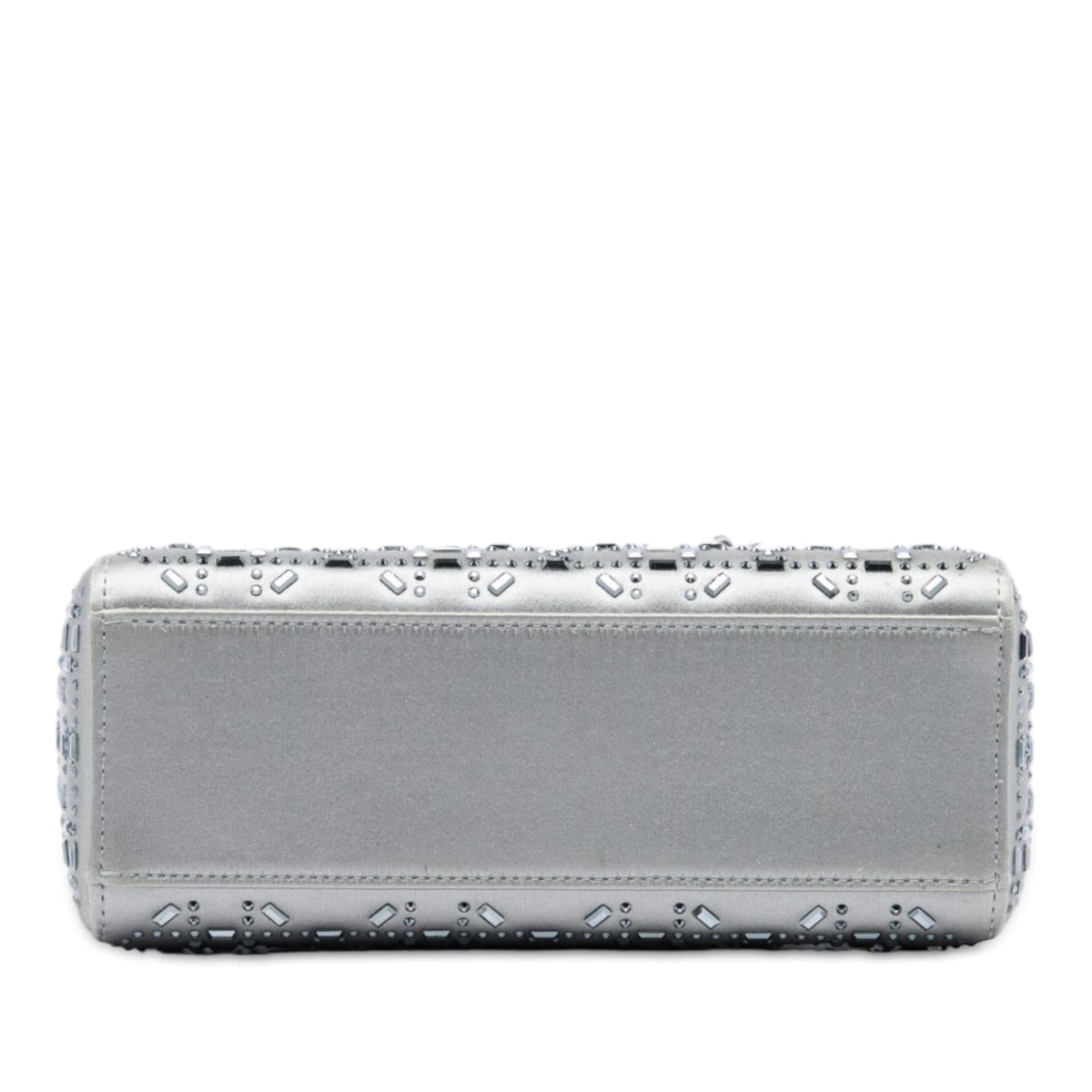 Dior Mini Satin Cannage Crystal Embellished Lady Dior Satchel - Grey
