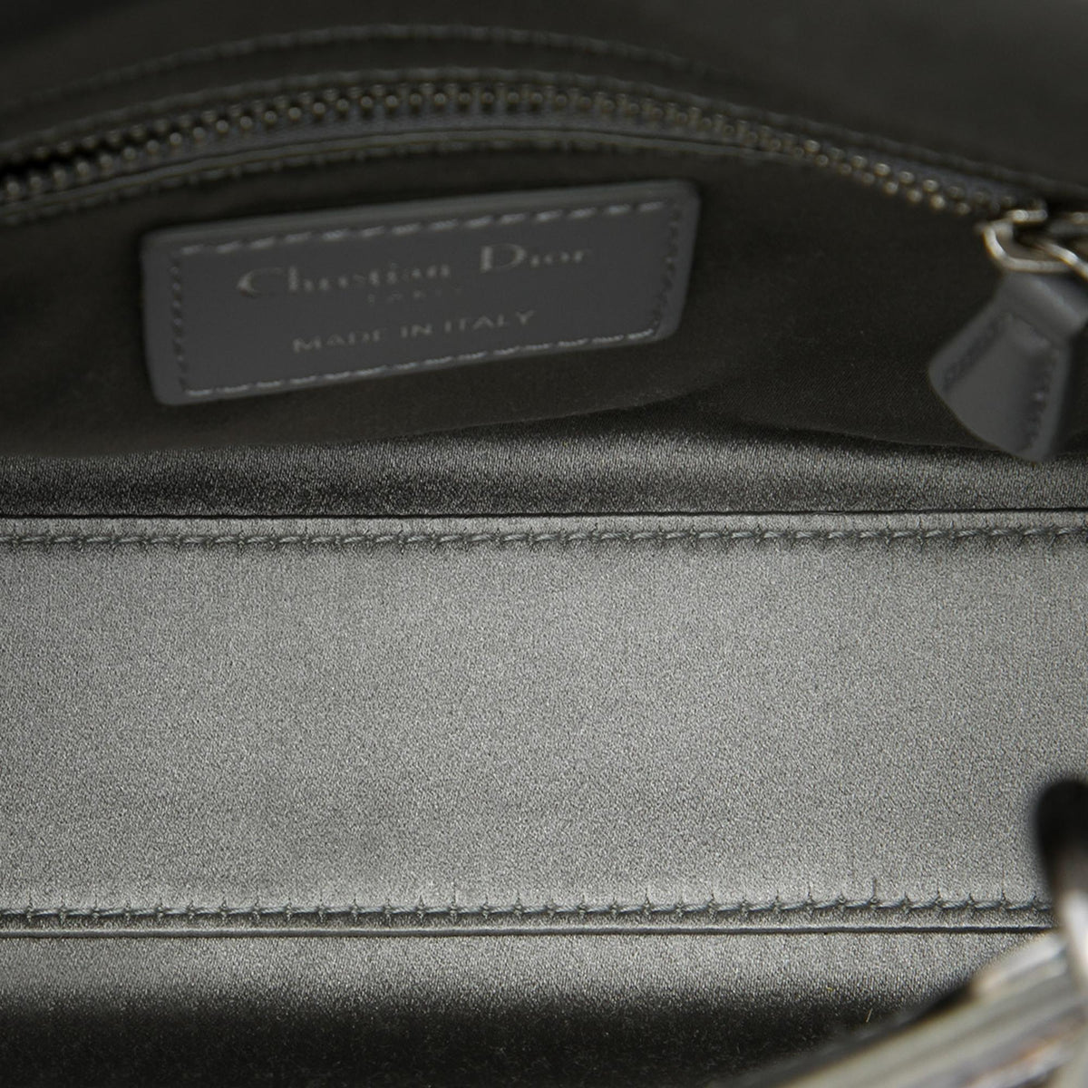 Dior Mini Satin Cannage Crystal Embellished Lady Dior Satchel - Grey
