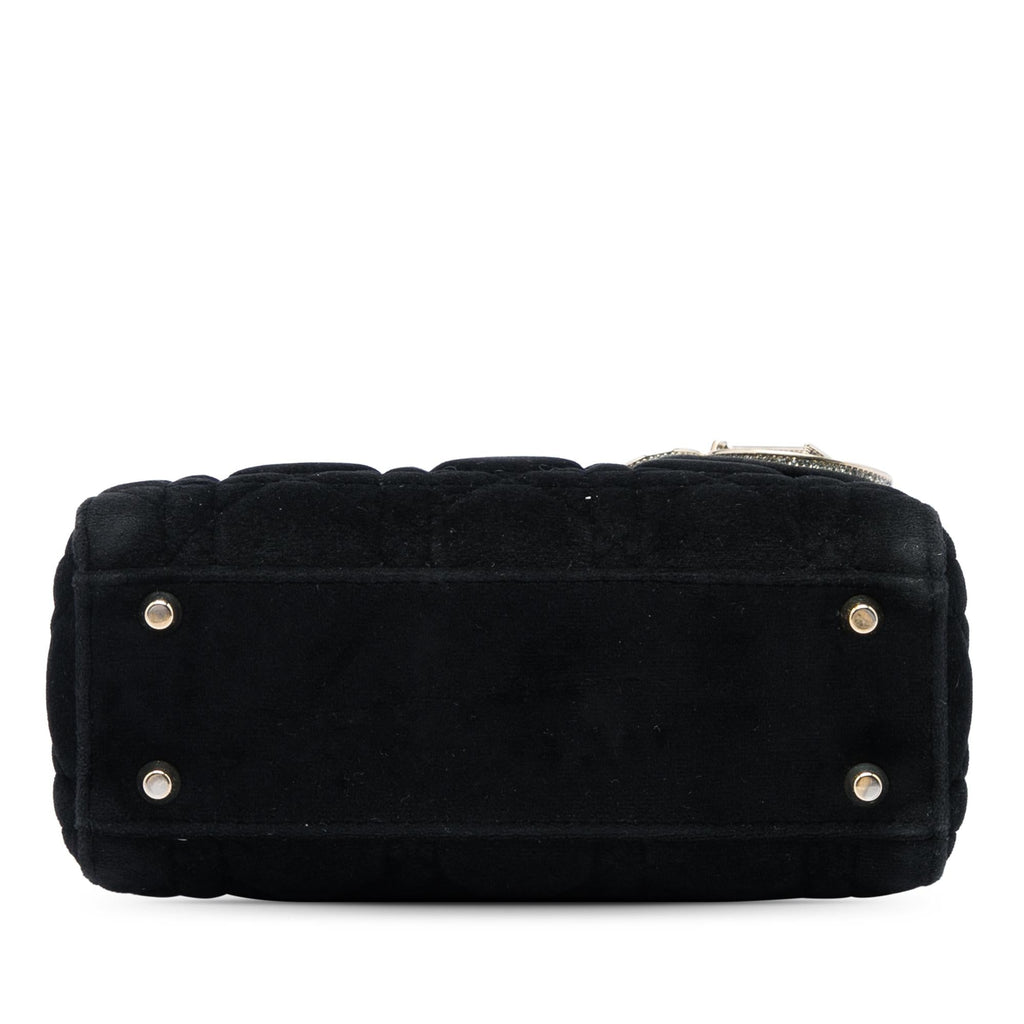 Dior Mini Velvet Cannage Lady Dior Satchel - Black