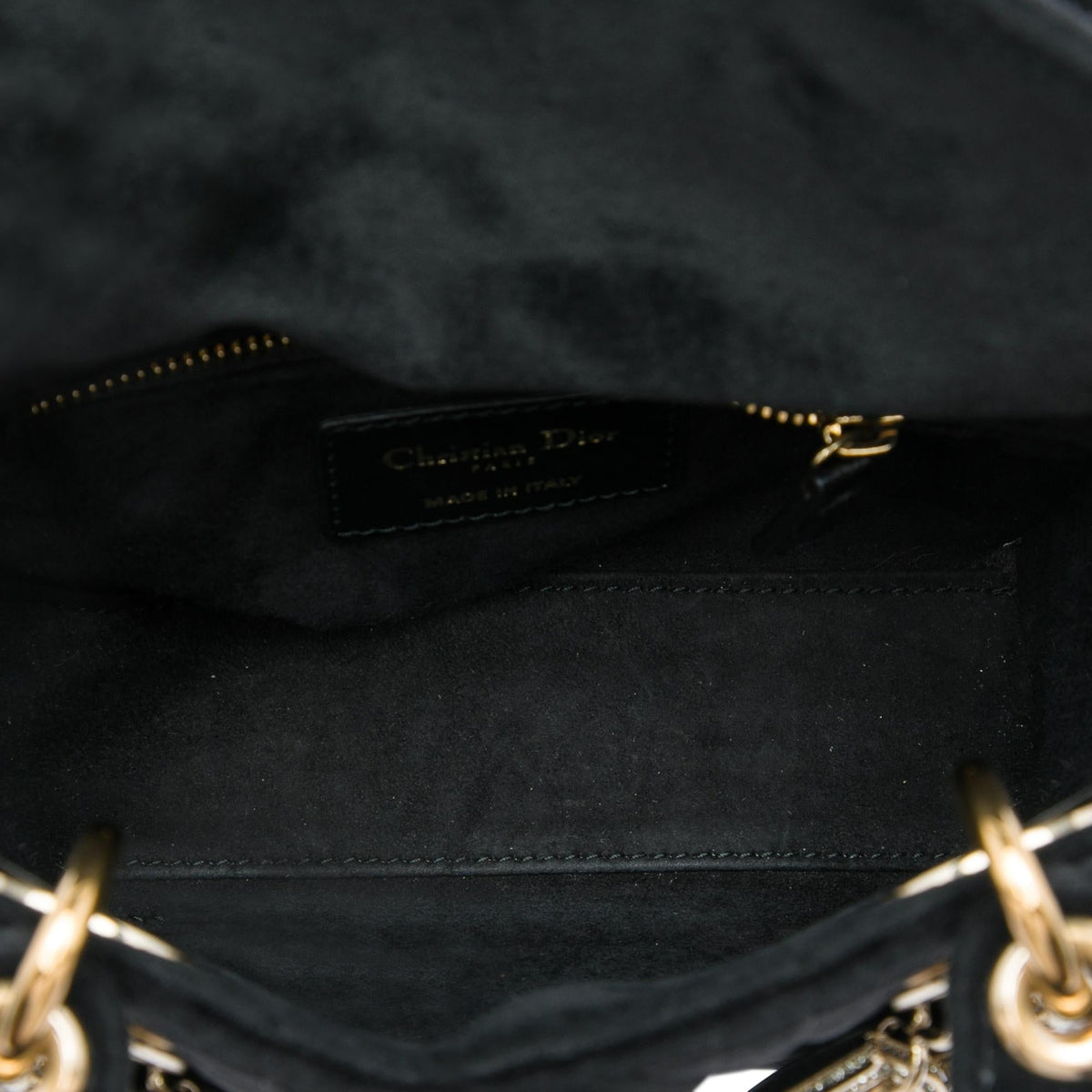 Dior Mini Velvet Cannage Lady Dior Satchel - Black