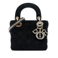 Dior Mini Velvet Cannage Lady Dior Satchel - Black