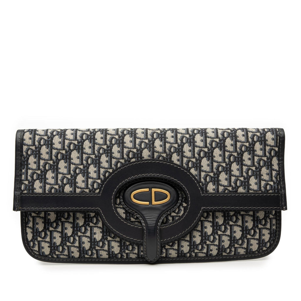 Dior Oblique Canvas Fold Over Clutch - Blue