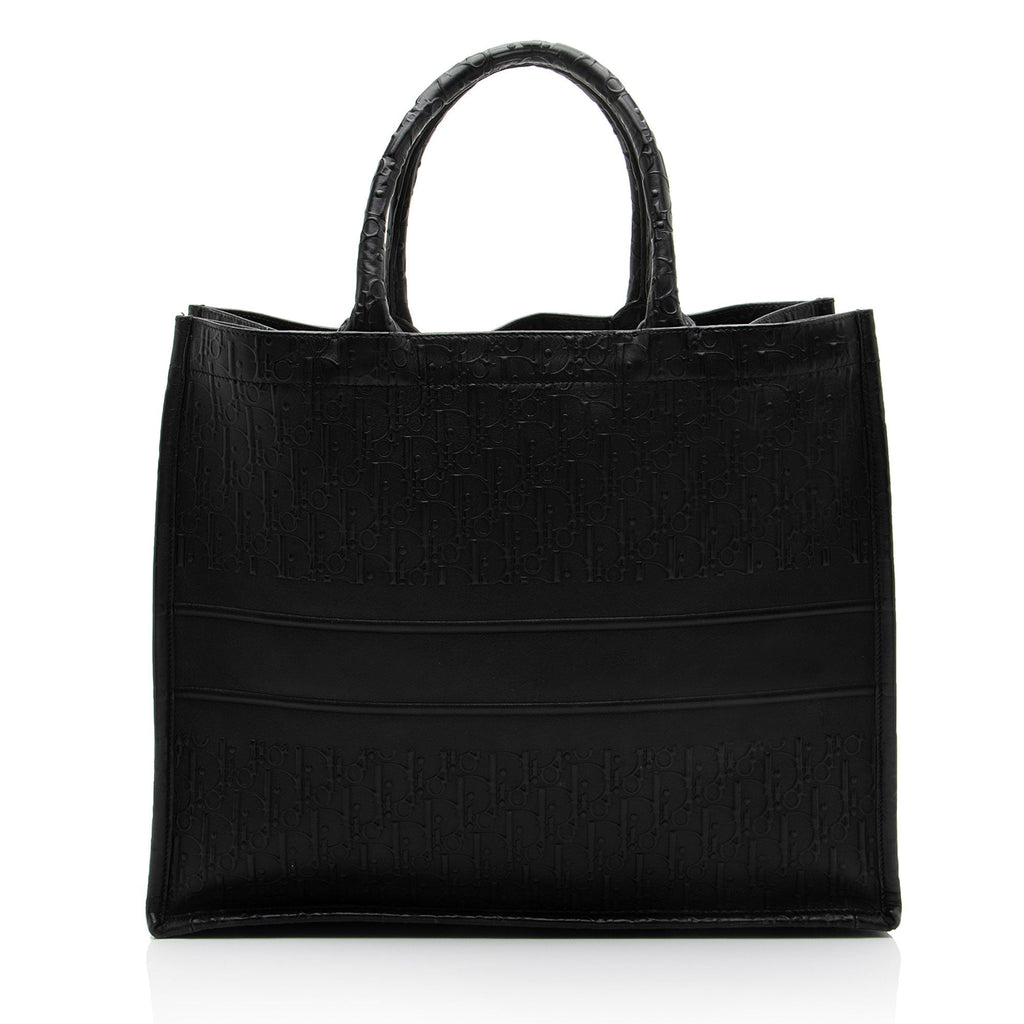 Dior Oblique Embossed Calfskin Large Book Tote Bag - Black