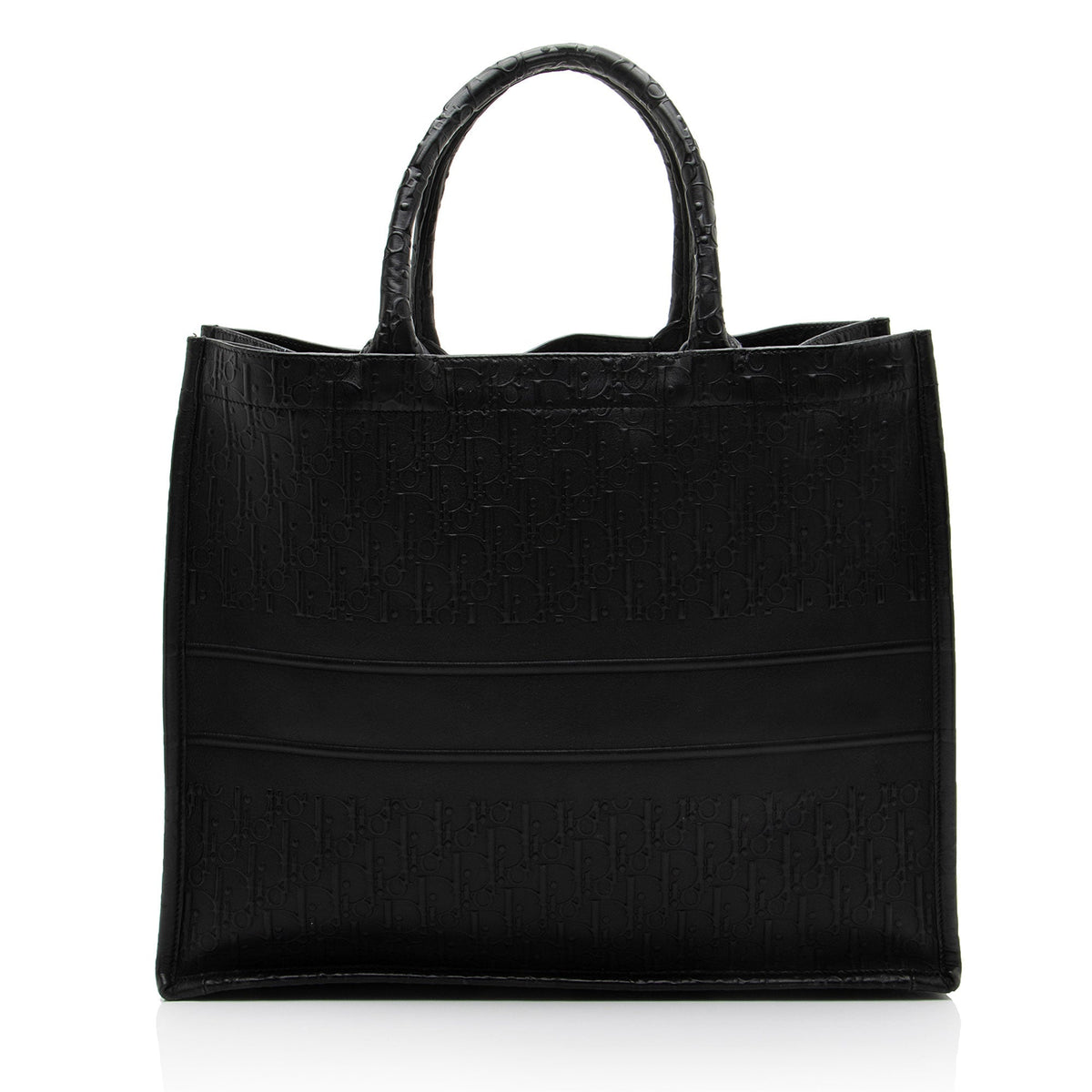 Dior Oblique Embossed Calfskin Large Book Tote Bag - Black