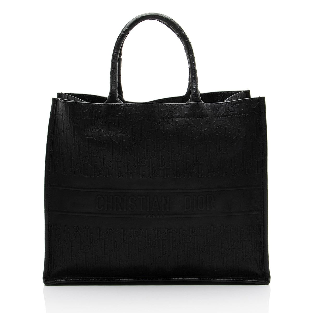 Dior Oblique Embossed Calfskin Large Book Tote Bag - Black