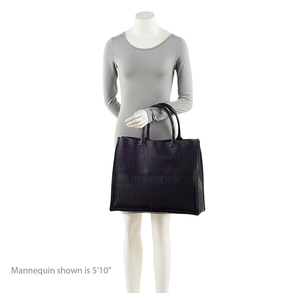 Dior Oblique Embossed Calfskin Large Book Tote Bag - Black