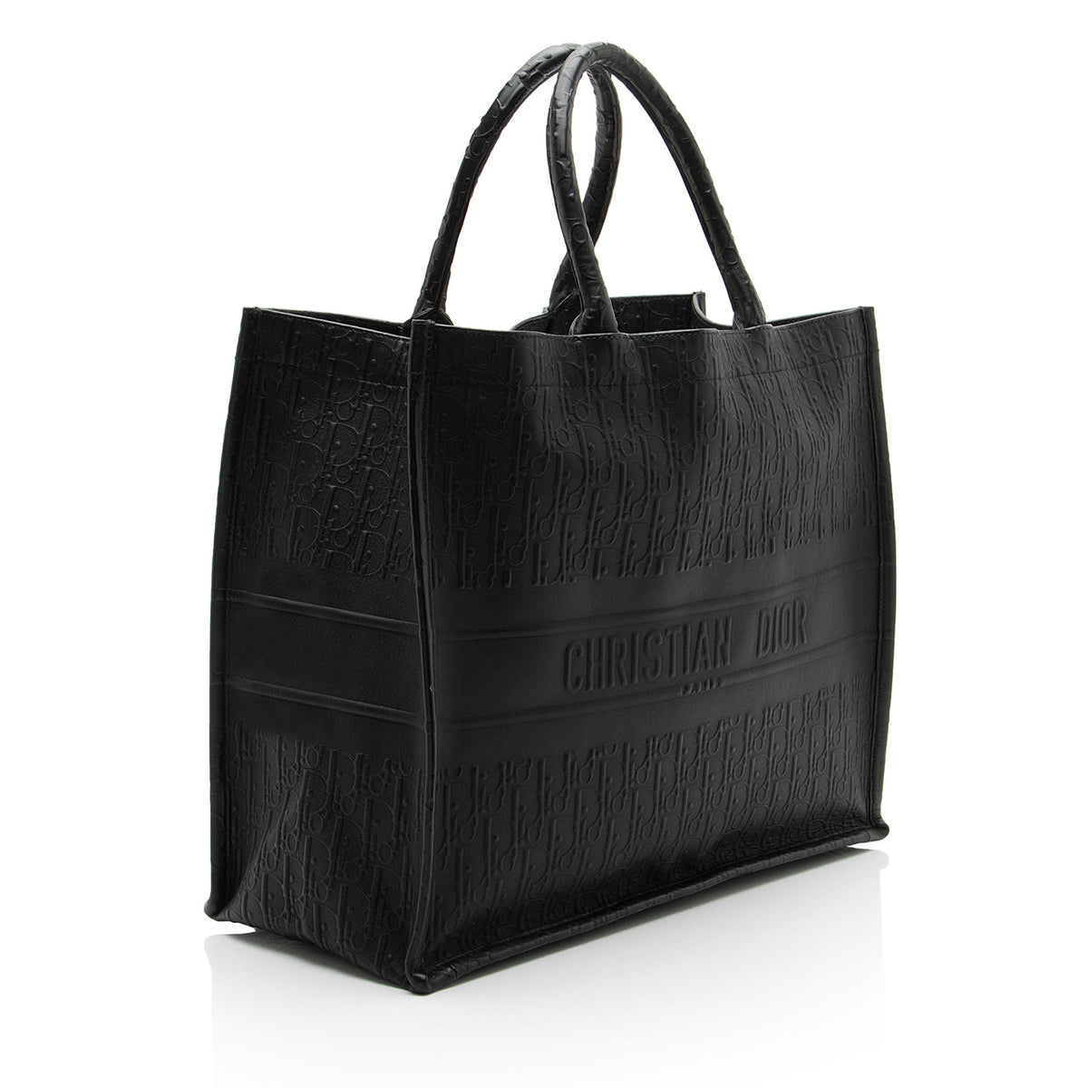 Dior Oblique Embossed Calfskin Large Book Tote Bag - Black