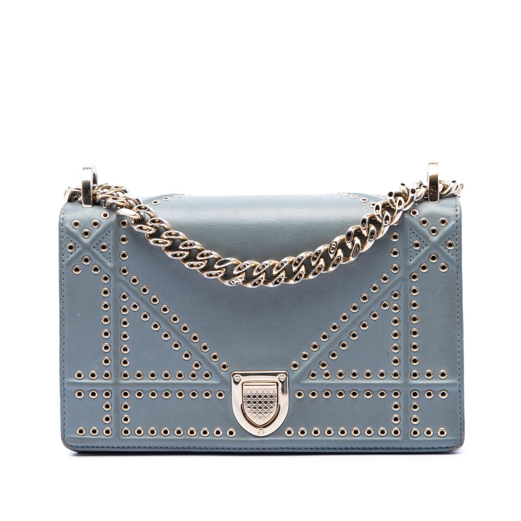 Dior Small Studded Calfskin Diorama Crossbody Bag - Blue