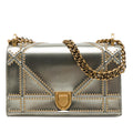 Dior Small Studded Patent Diorama Flap Crossbody Bag - Silver