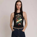 ED HARDY BLACK ROSE RHINESTONE TANK BLACK