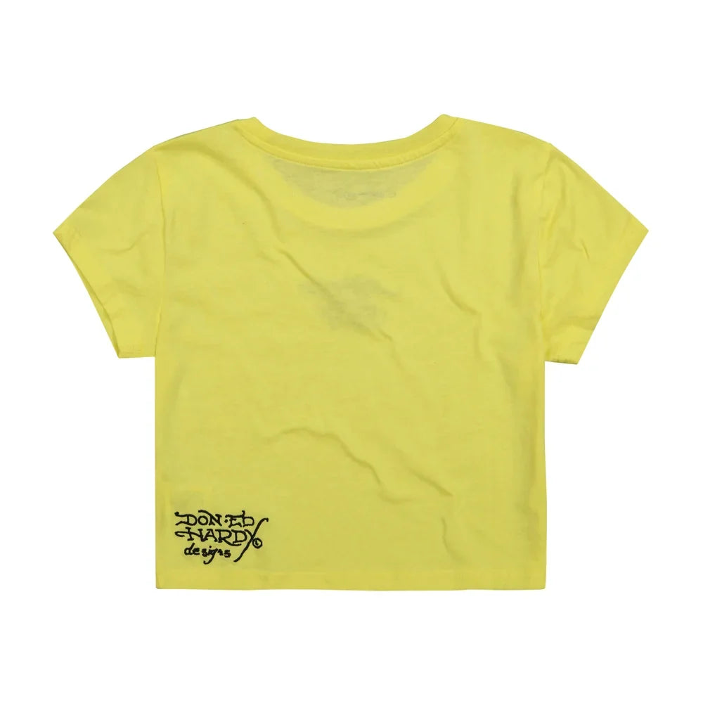 ED HARDY BUMBLEBEE EMBROIDERED BABY TEE LEMON