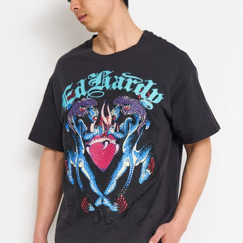 ED HARDY PANTERAS BOXY TEE DARK GREY
