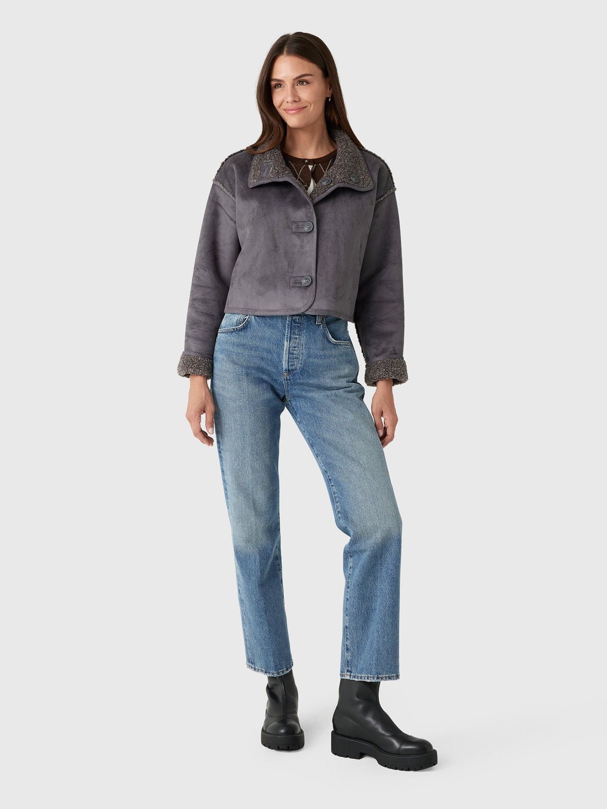Velvet Women's Esme Sherpa Reversible Cropped Jacket
