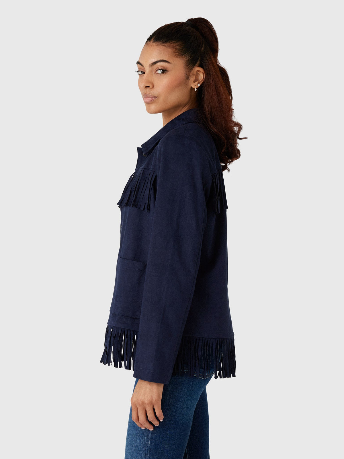Love Note Women's Fringe Suede Jacket