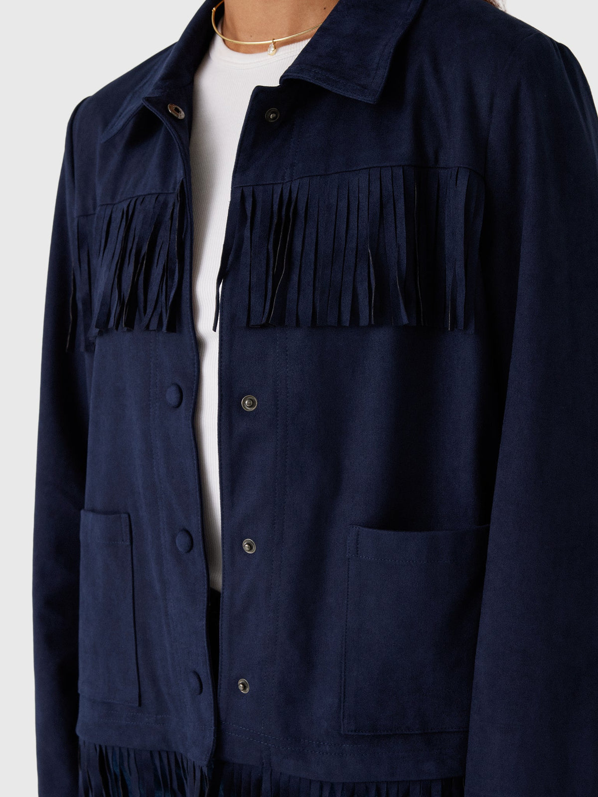 Love Note Women's Fringe Suede Jacket