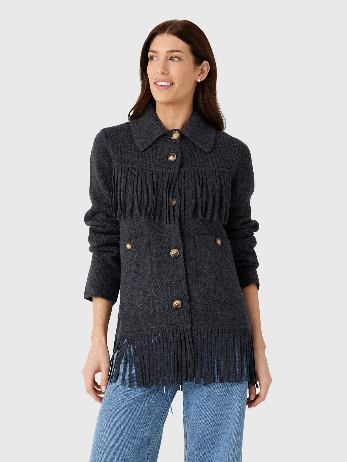 Love Note Women's Fringe Sweater Jacket