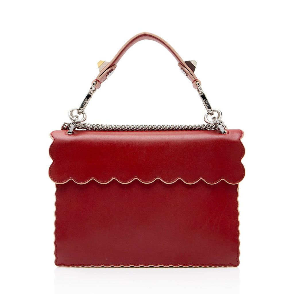 Fendi Calfskin Studded Kan I Medium Shoulder Bag - Pink/Red