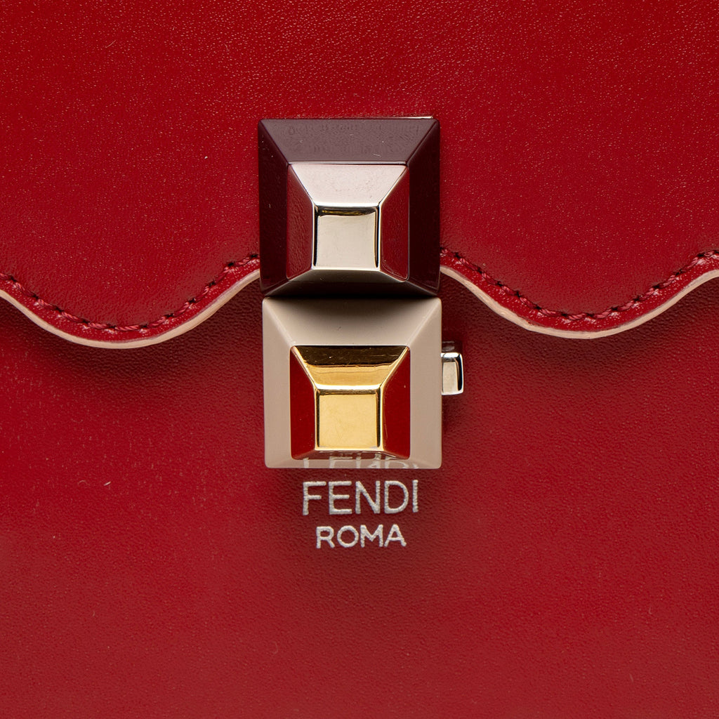 Fendi Calfskin Studded Kan I Medium Shoulder Bag - Pink/Red