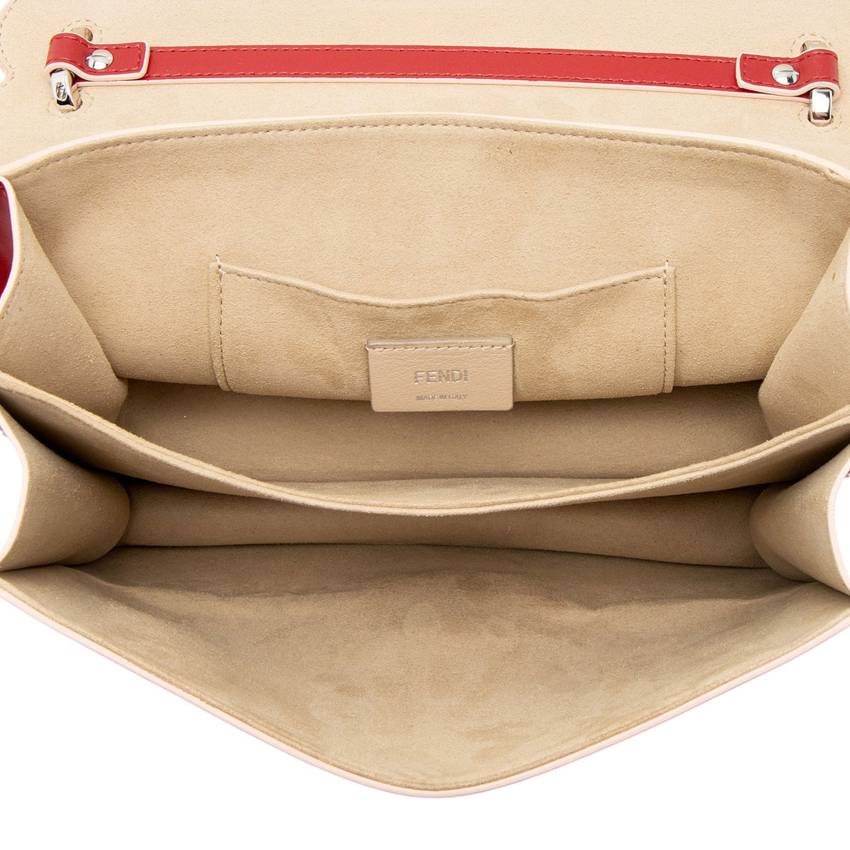 Fendi Calfskin Studded Kan I Medium Shoulder Bag - Pink/Red