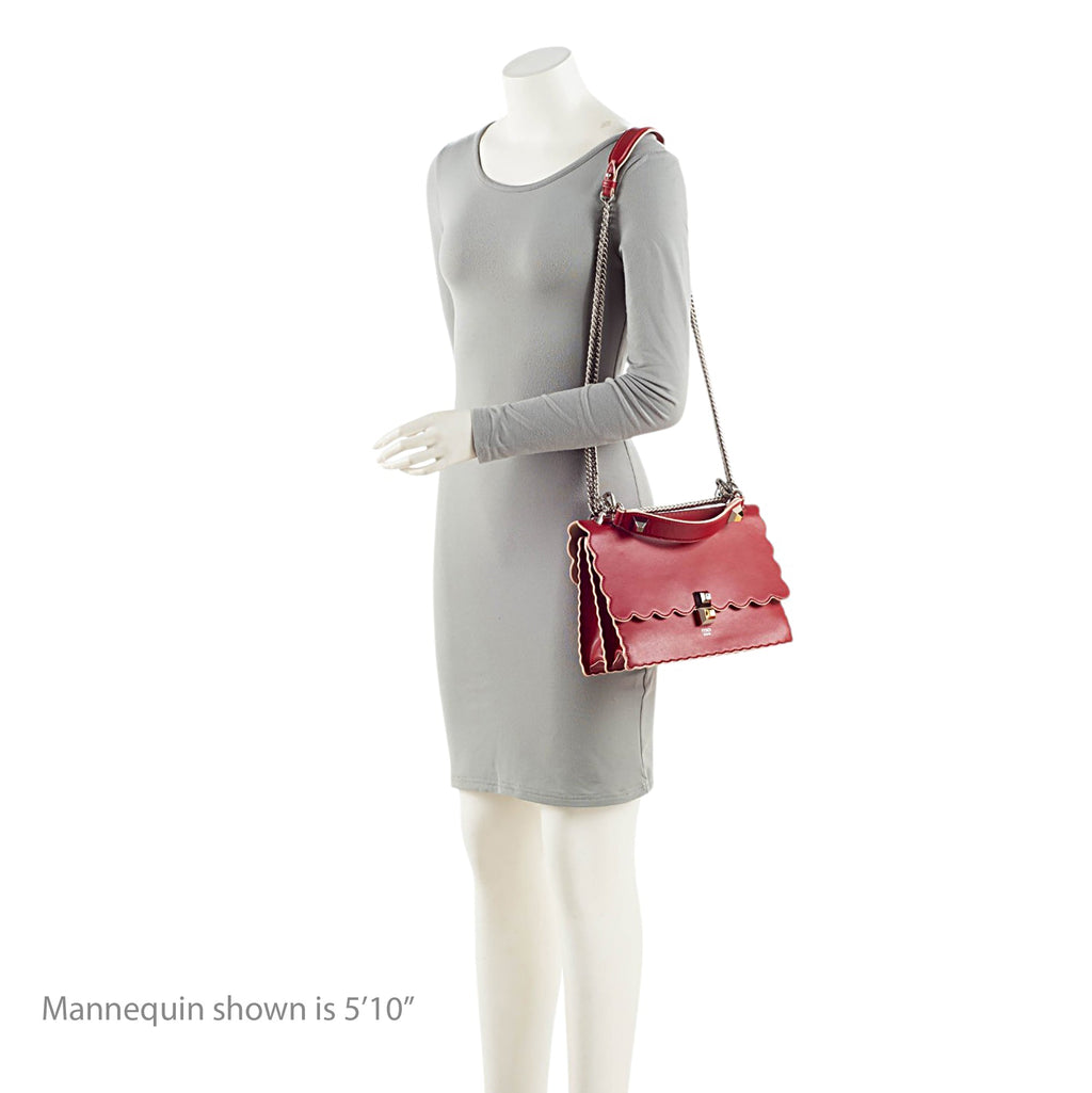 Fendi Calfskin Studded Kan I Medium Shoulder Bag - Pink/Red