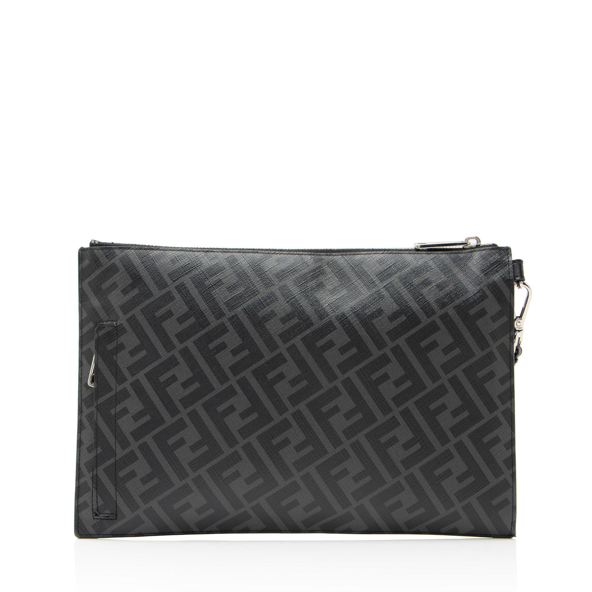 Fendi Coated Canvas FF Diagonal Clutch - Black/Grey/Yellow