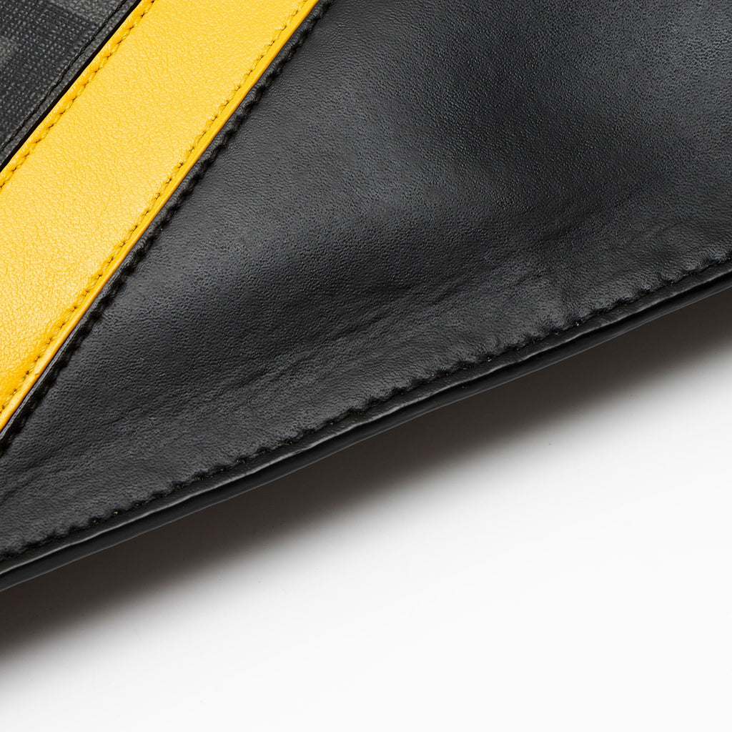 Fendi Coated Canvas FF Diagonal Clutch - Black/Grey/Yellow