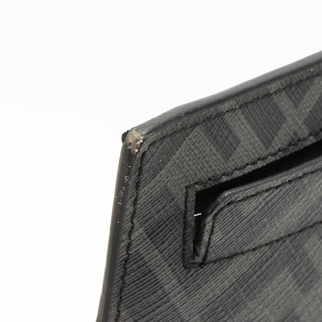 Fendi Coated Canvas FF Diagonal Clutch - Black/Grey/Yellow