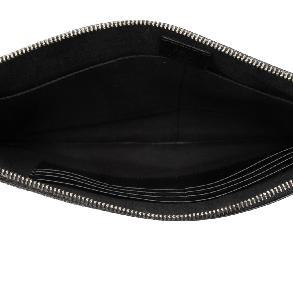 Fendi Coated Canvas FF Diagonal Clutch - Black/Grey/Yellow