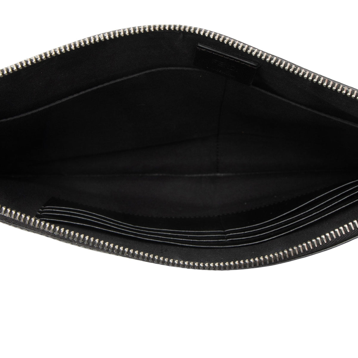 Fendi Coated Canvas FF Diagonal Clutch - Black/Grey/Yellow